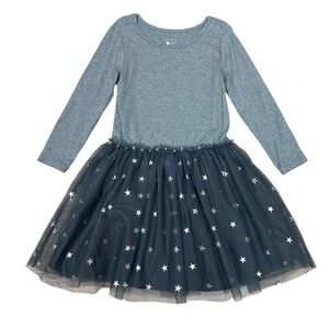 Primary Girls Gray Long Sleeve Tulle Tutu Stars Dress 6/7